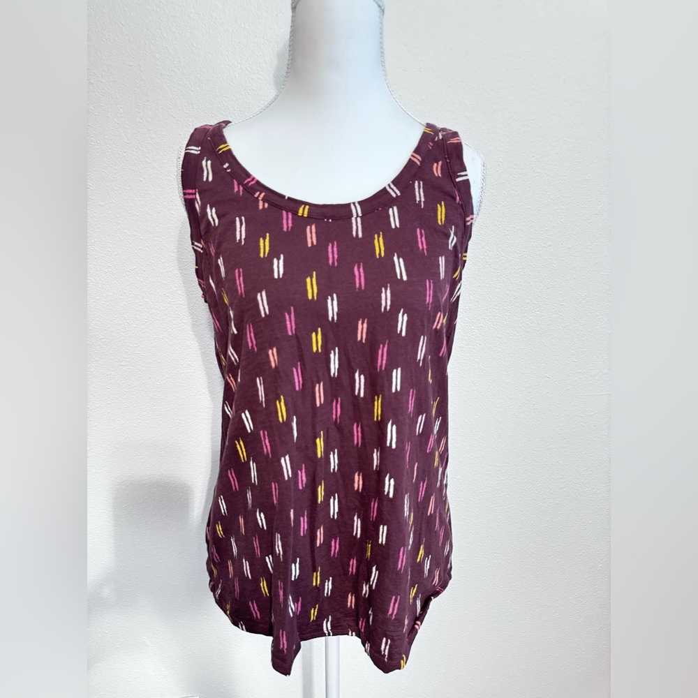 LOFT Burgundy Tank Top with Colorful Streaks
